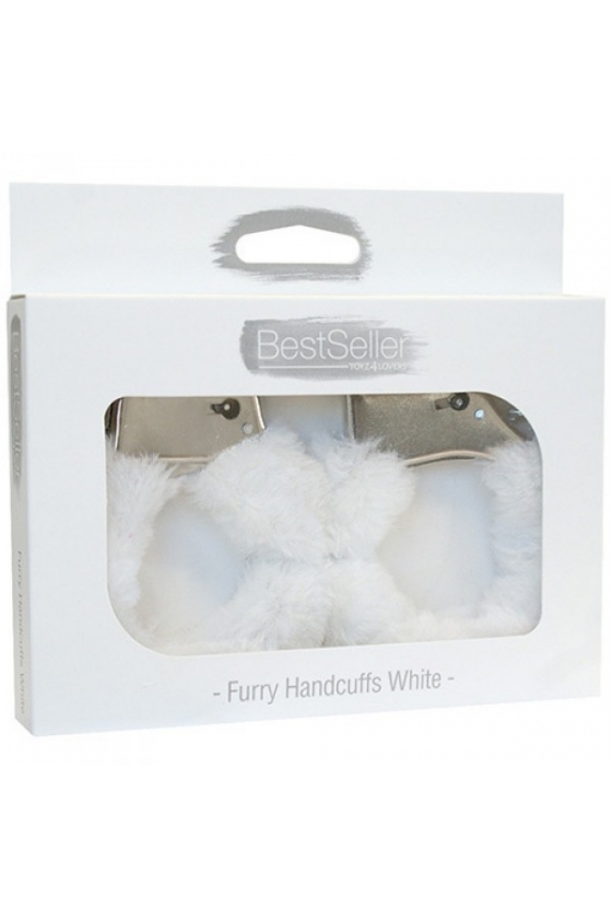 WHITE FLUFFY HANDCUFFS WITH 2 KEYS