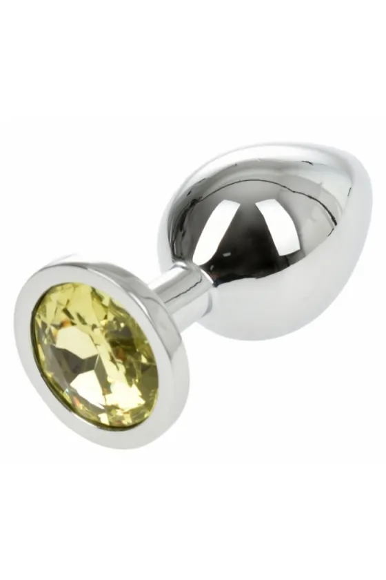 METALLIC ANAL STOP BUTTPLUG MEDIUM SILVER/YELLOW