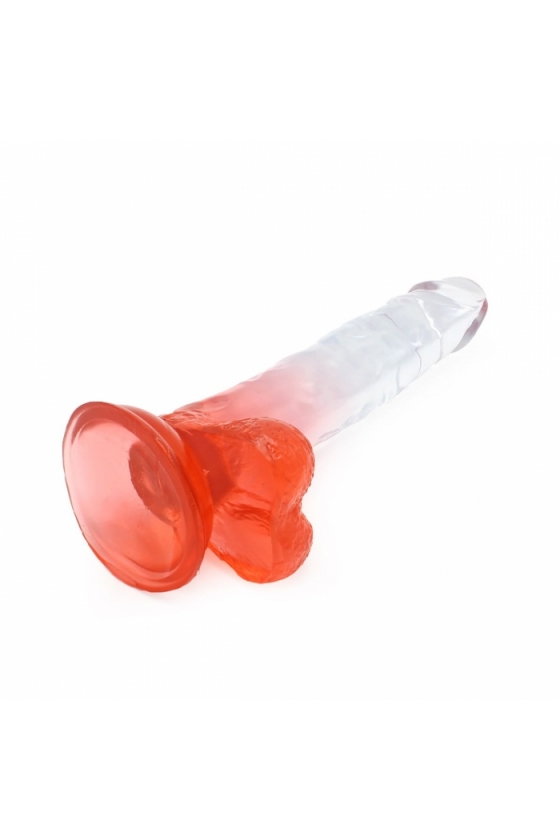 REALISTIC DILDO WITH SUCTION CUP COX COLOR CLEAR RED 20CM