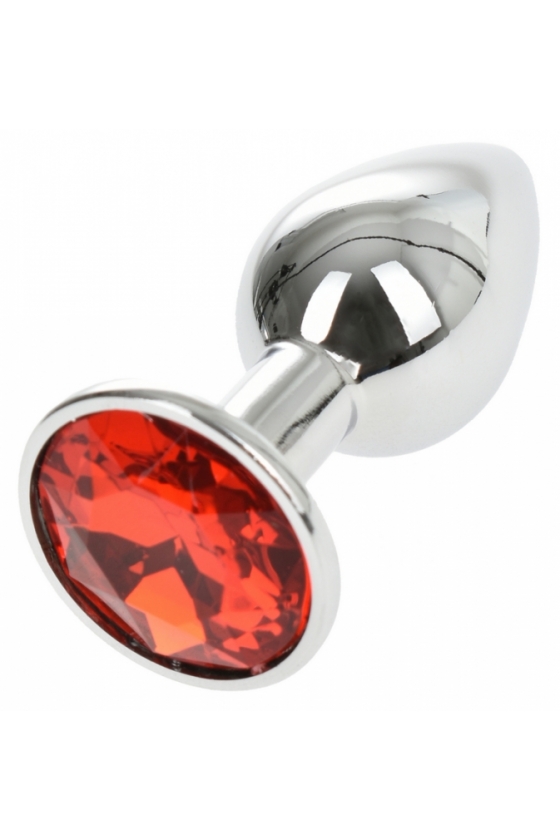 METALLIC BUTTPLUG SMALL SILVER/ RED