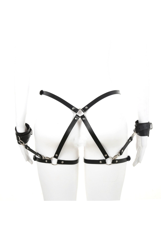 HARNESS SYSTEM RESTRICTED WITH CUFFS ECO LEATHER OS