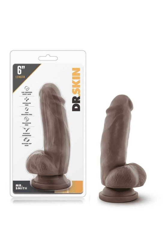 DILDO REALIST DR. SKIN SUCTION CUP 17.7 CM CHOCOLATE