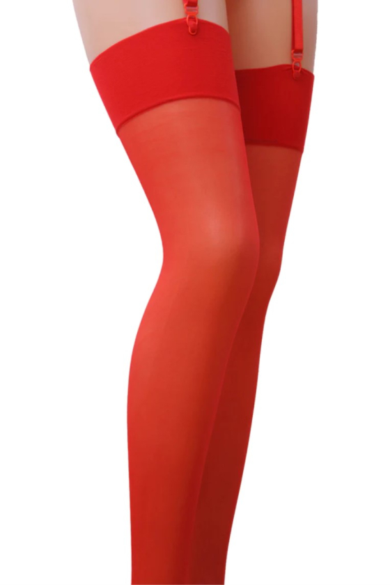 SEXY STOCKINGS WITH WIDE BAND RED M-L