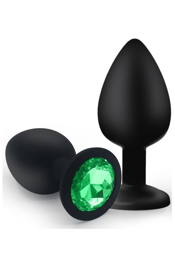 SILICONE ANAL SMALL BUTTPLUG BLACK/GREEN