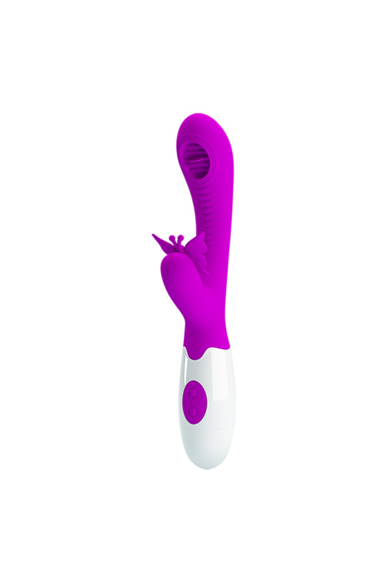 PRETTY LOVE MOTH VIBRATOR 12 VIBRATION MODES 3 TONGUE MOVEMENT RHYTHMS SILICONE PURPLE 20,7CM