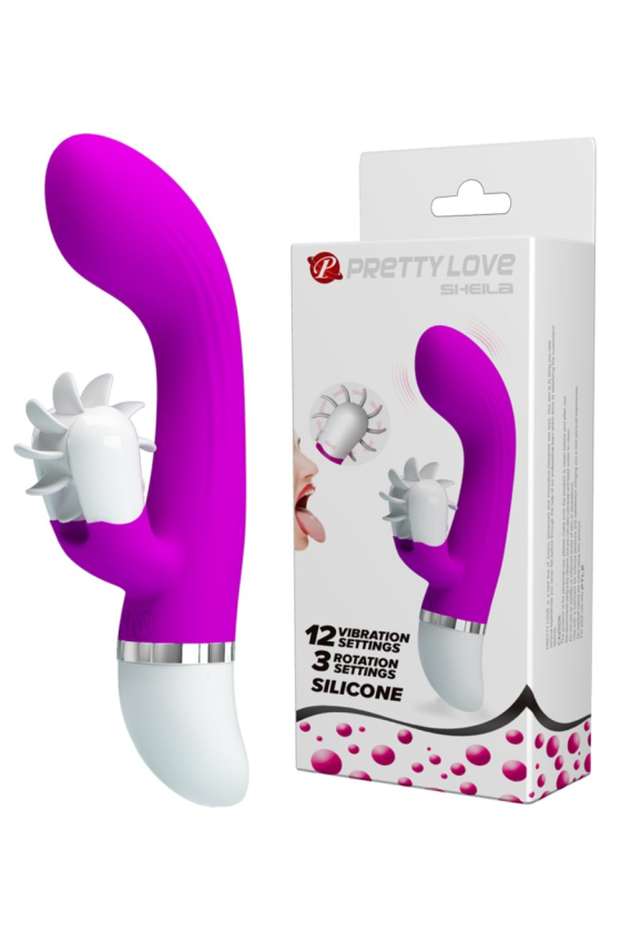 PRETTY LOVE SHEILA VIBRATOR 12 VIBRATION MODES 3 TONGUE MOVEMENT SPEEDS SULICONE PURPLE