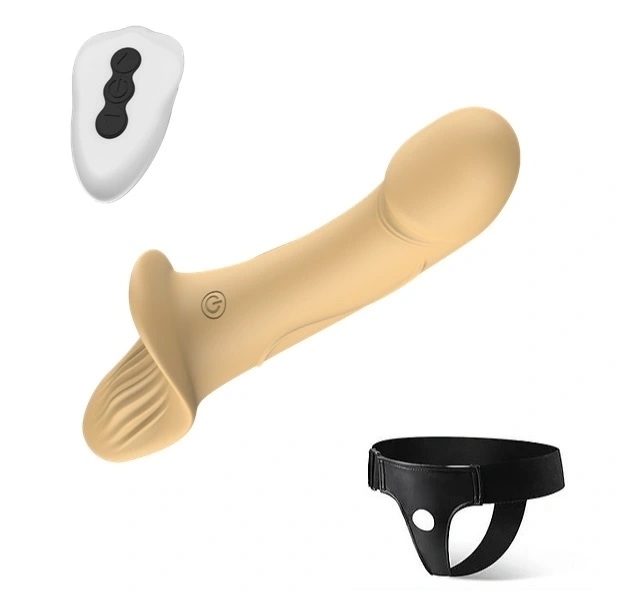 Strap-On for Women Double Fun, Remote Control, 9 Vibration Modes, 2 Motors, Silicone, USB, Natural, 24.5 cm