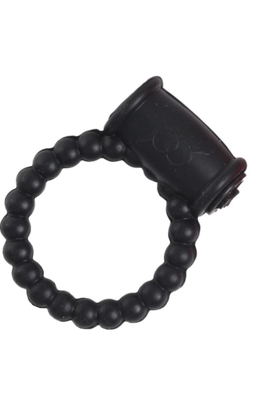 Penis Ring Beaded Ring with Vibrations, Silicone, Black, Mokko Toys, Good Vibes