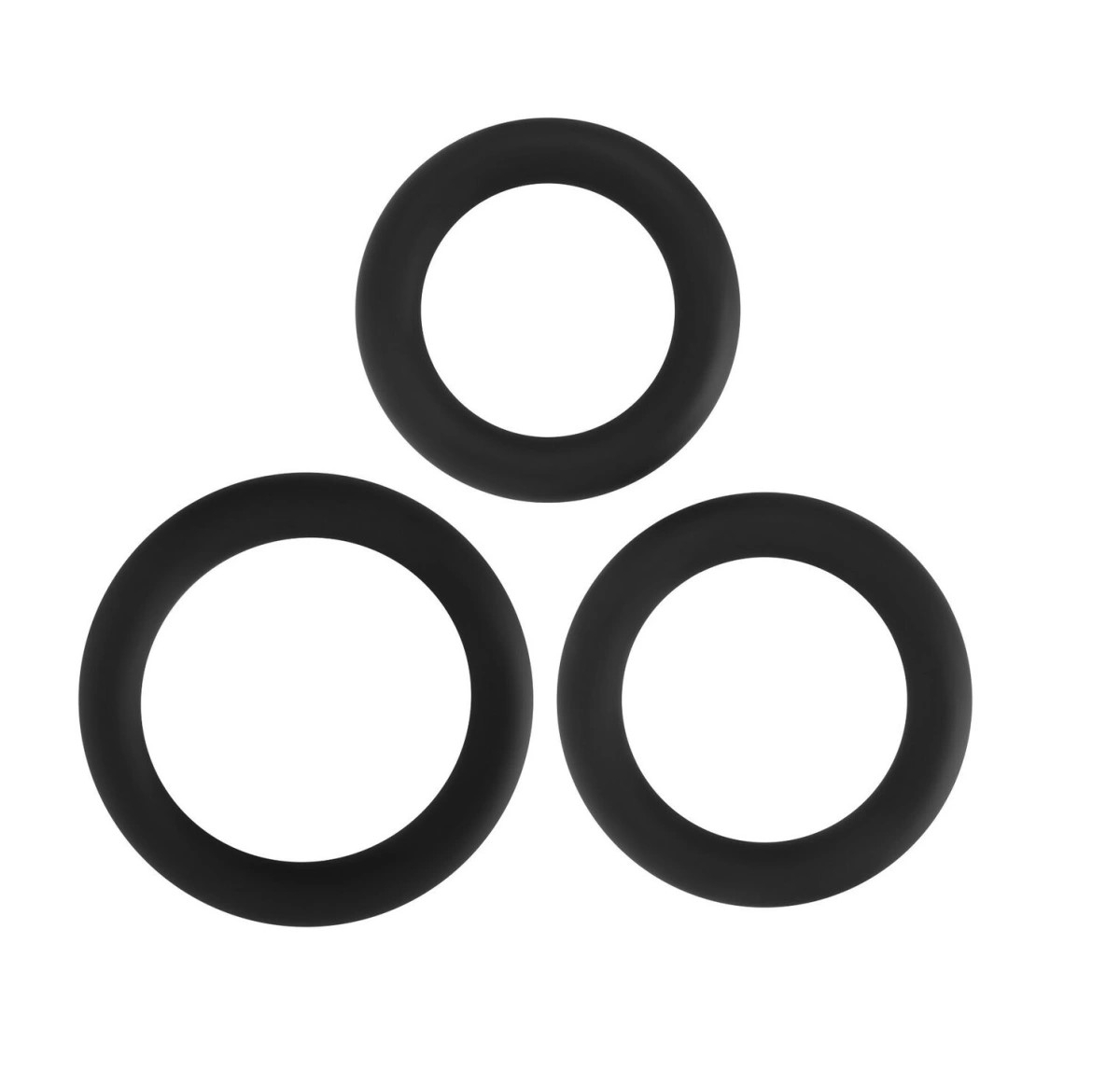 Set 3 Penis Rings Triple X, Silicone, Black