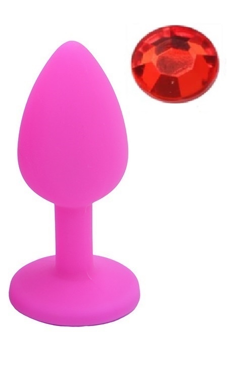 Silicone Buttplug, Medium, Pink/Red
