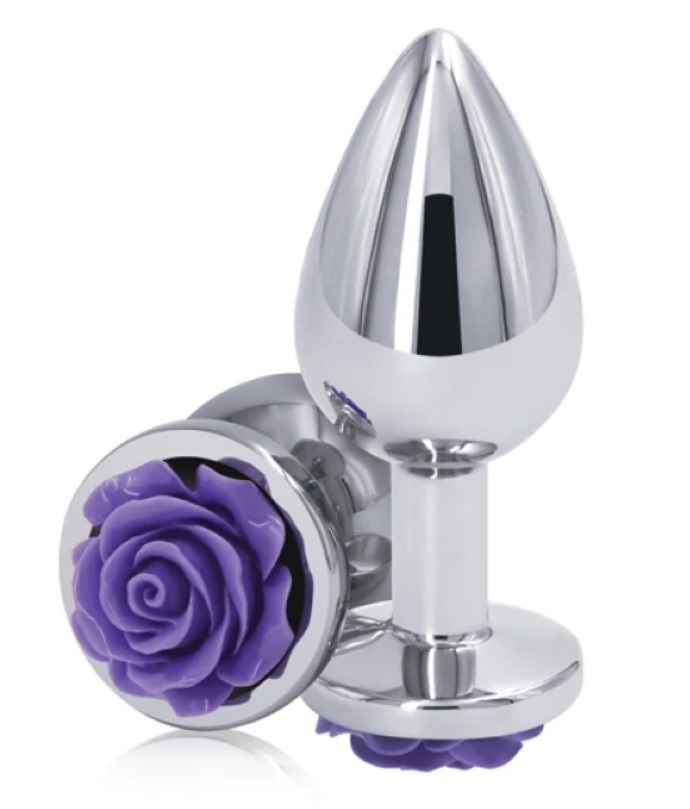 Anal Plug Rose Pleasure Medium, Silver/Purple